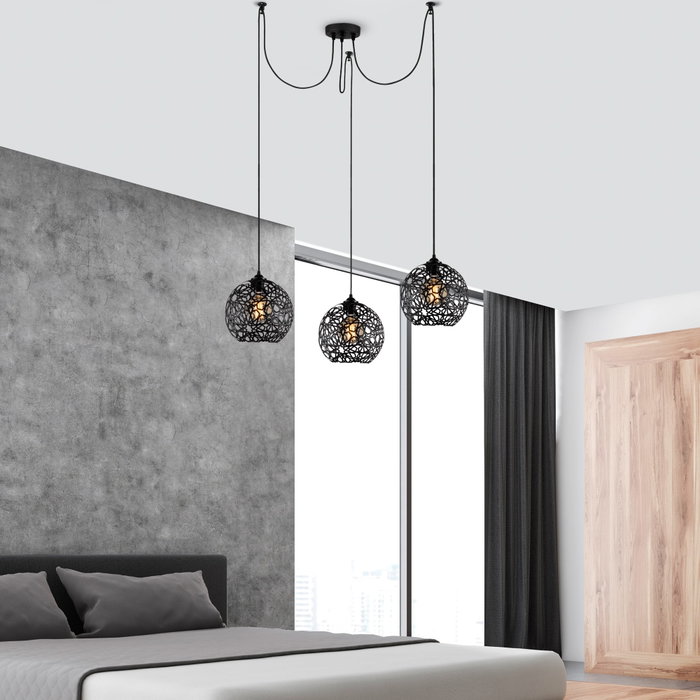 Opviq Fellini - MR - 897 Lámpara de Araña Negra con Altura Ajustable
